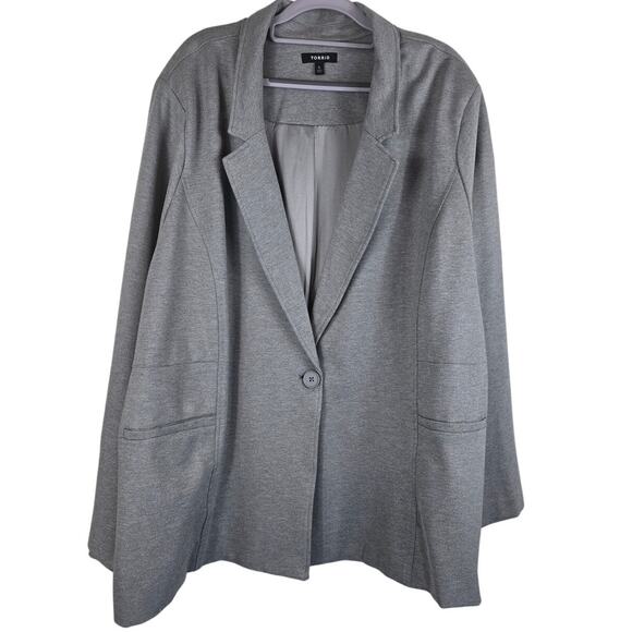 Torrid Heathered Gray Women's Work Business Lined Blazer Jacket 6 - 6X - Picture 1 of 5